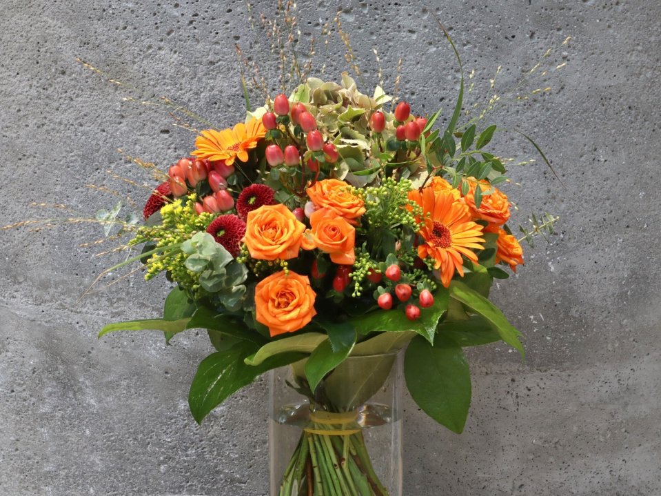Oranžová kytica s gerberami