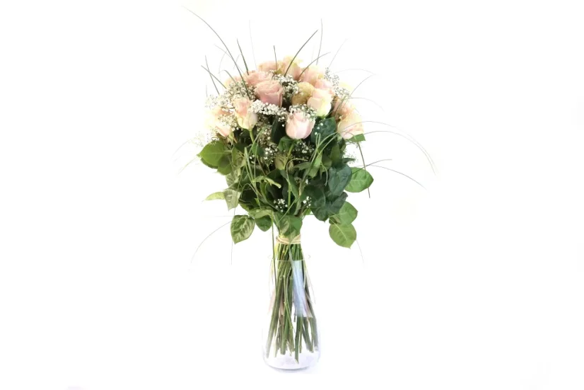 Ruže rúžové - Prizdoba: Gypsophila, Veľkosť Kytice ruží: XXL - 101 ruží